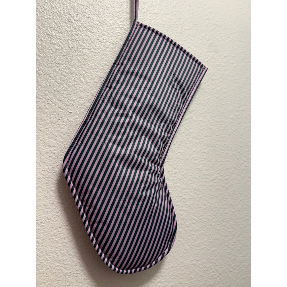Baggu Pink Lawn Stripe Holiday Stocking